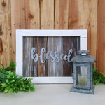 Framed Pallet Sign with Metal  | Blessed