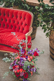 Red Vintage Settee at Herbary by Nicole Klym Photography