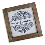 Farmhouse Sign | 12" Square | Welcome Floral