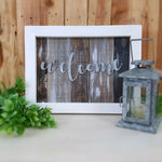 Framed Pallet Sign with Metal  | Welcome